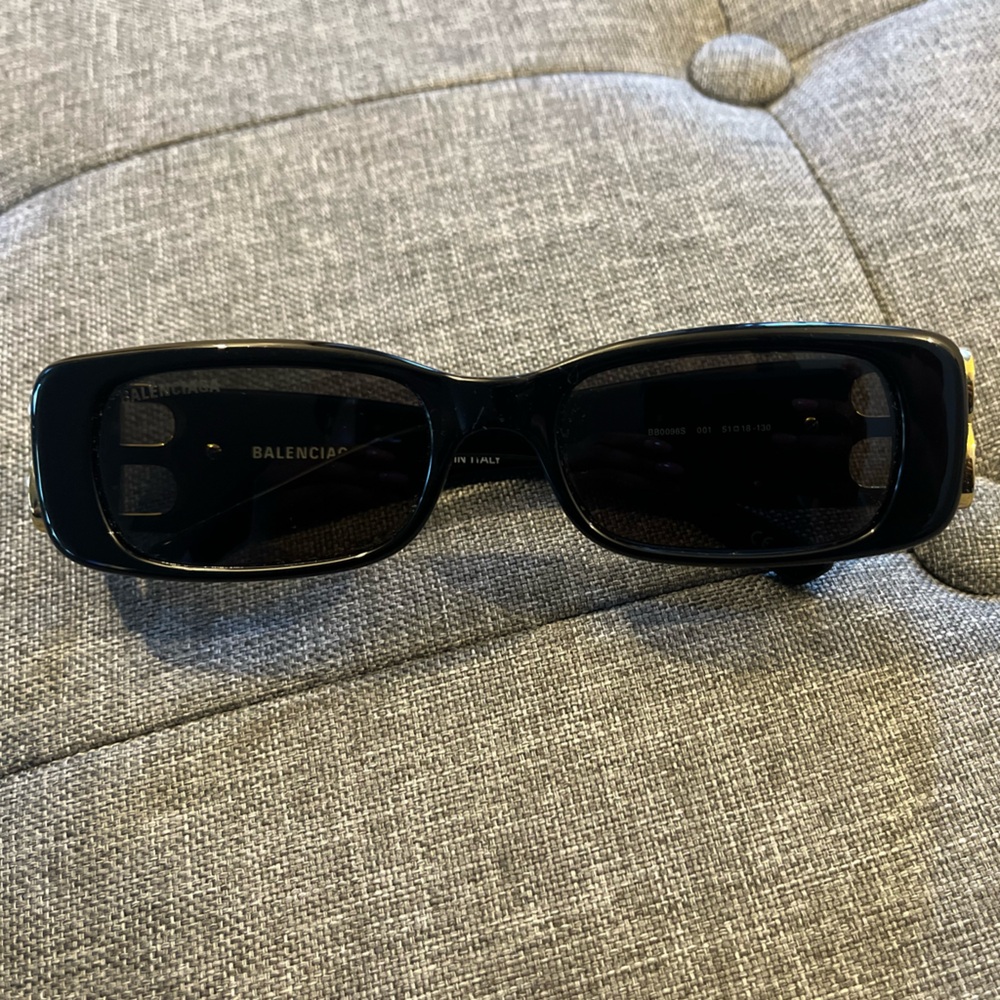 Balenciaga Black and Gold Fashion Sunglasses
